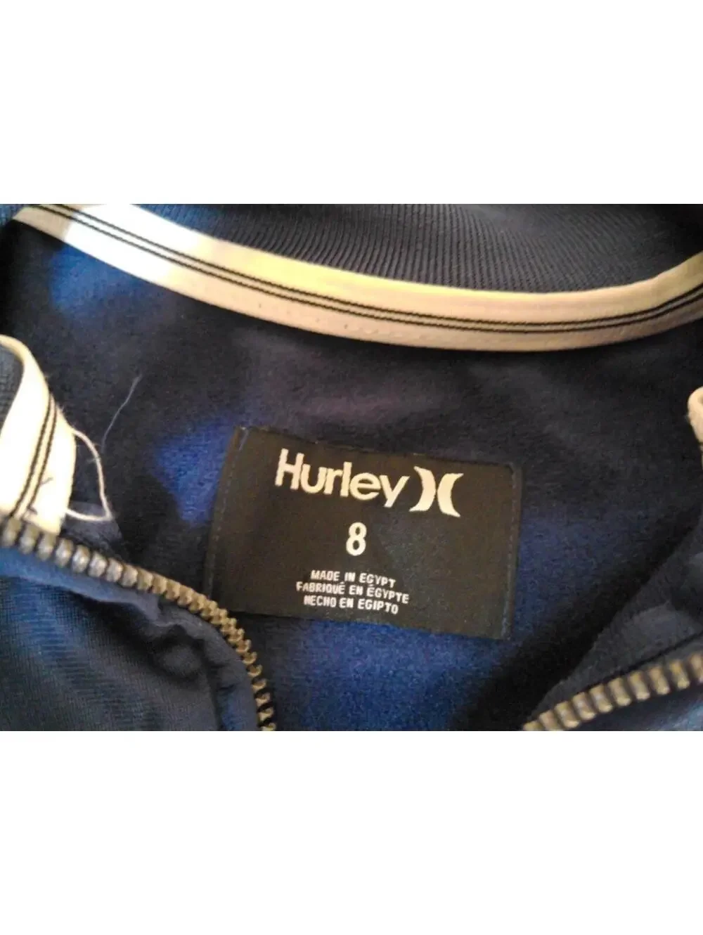 Hurley Boys Navy Blue Zip Up Track‎ Jacket with Logo Sleeve size 8